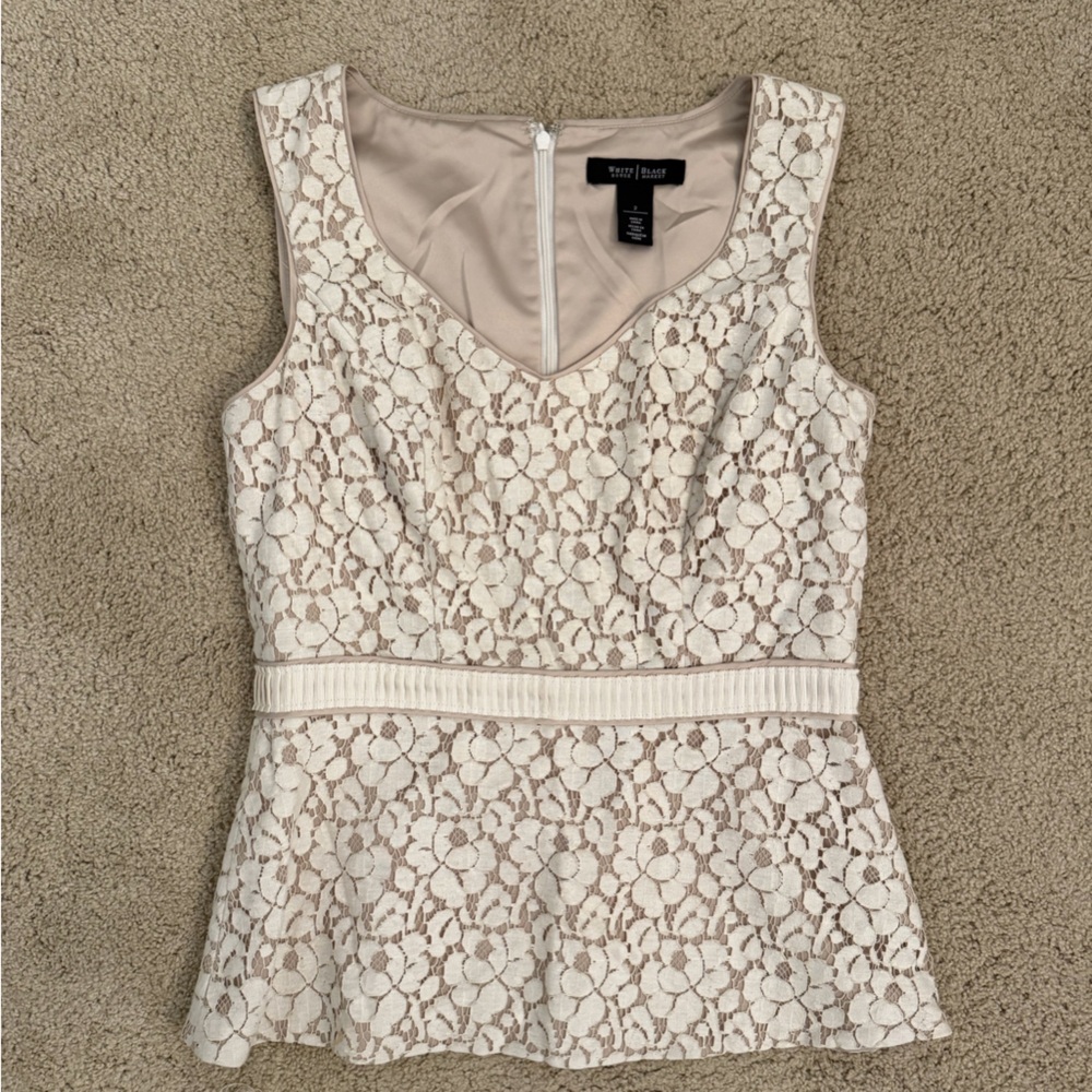 White House Black Market Floral Lace Tank Top